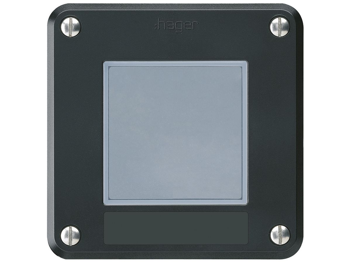 Sonnerie-Drucktaster Hager robusto IP55 mit Bezeichnungsschild schwarz