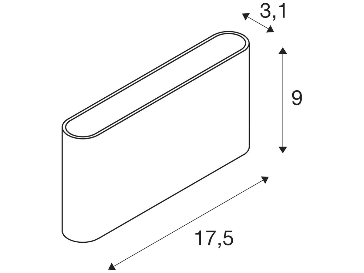 LED-Wandleuchte SLV OVAL 18 9.3W 860lm 2700…3000K IP65 31×175mm weiss