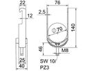 Schnellverleger BET 2056 W-Fuss Kunststoff 64…70mm 1×Kabel Stahl tfZn