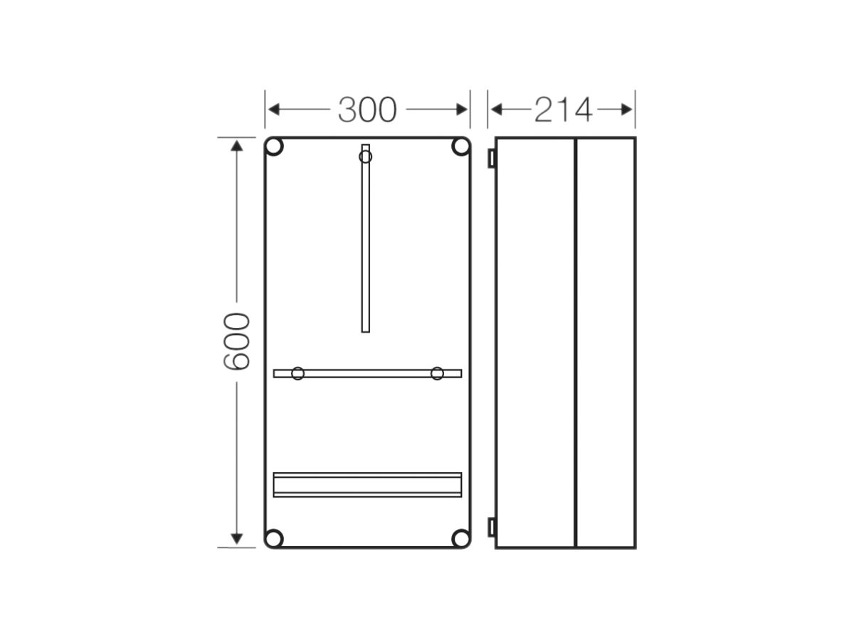 Zählergehäuse Hensel Mi, 300×600×214mm, Zählereinbautiefe 190mm