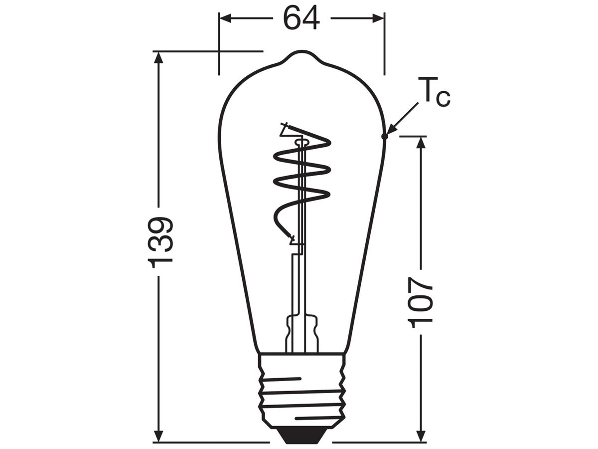 LED-Lampe Osram Vintage 1906 E27 3.4W 470lm 827 Ø64×139mm klar