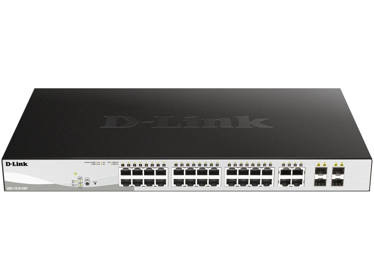 Switch D-LINK DGS-1210-28P/E, 28-Port smart managed Layer2/3 Gigabit PoE+