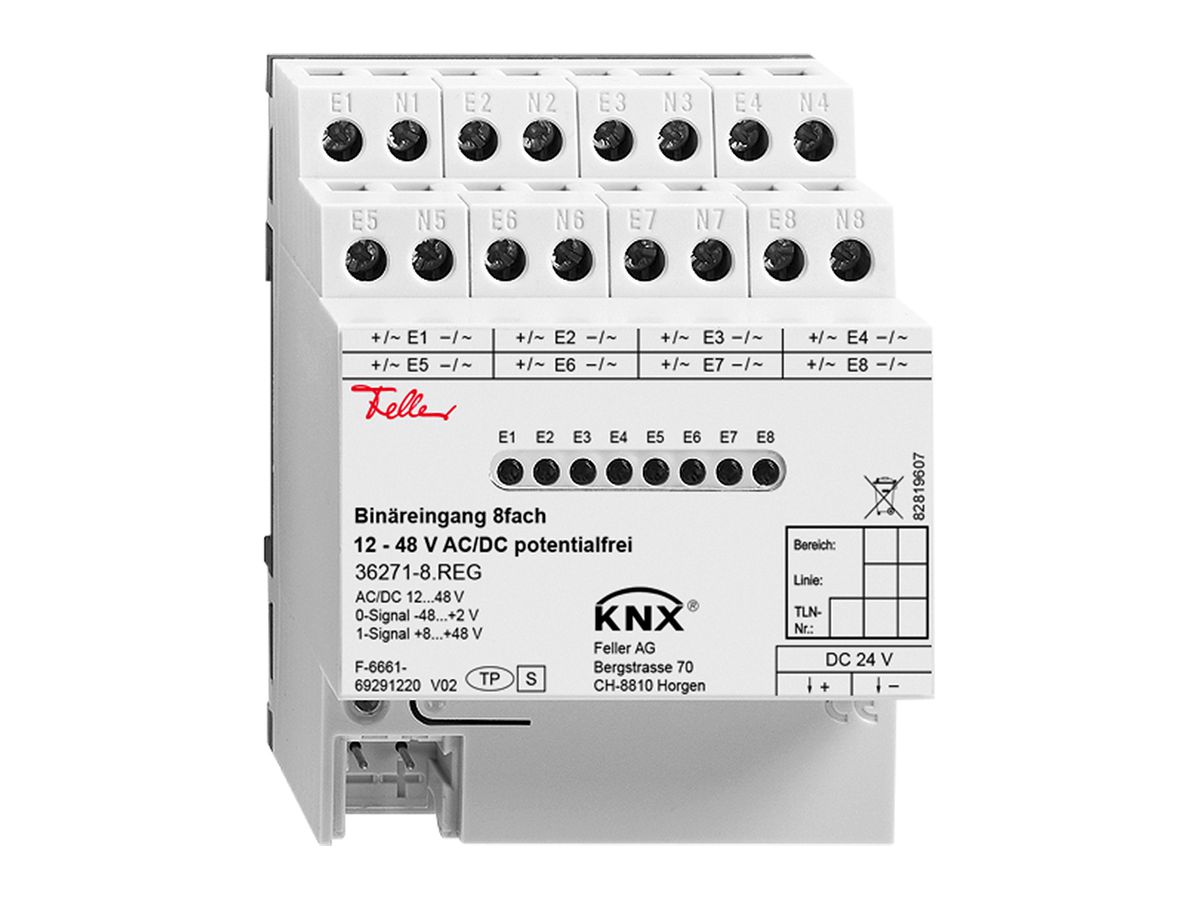 REG-Binäreingang Feller KNX 8-fach 12…48VAC/DC