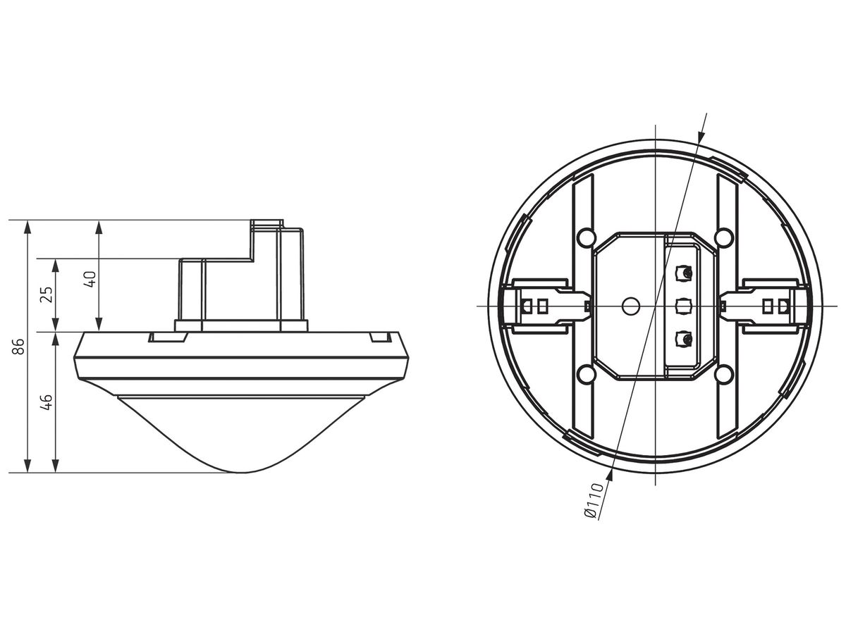 UP-Präsenzsensor Theben theRonda S360 DALI-2 S, Ø110×83mm, weiss