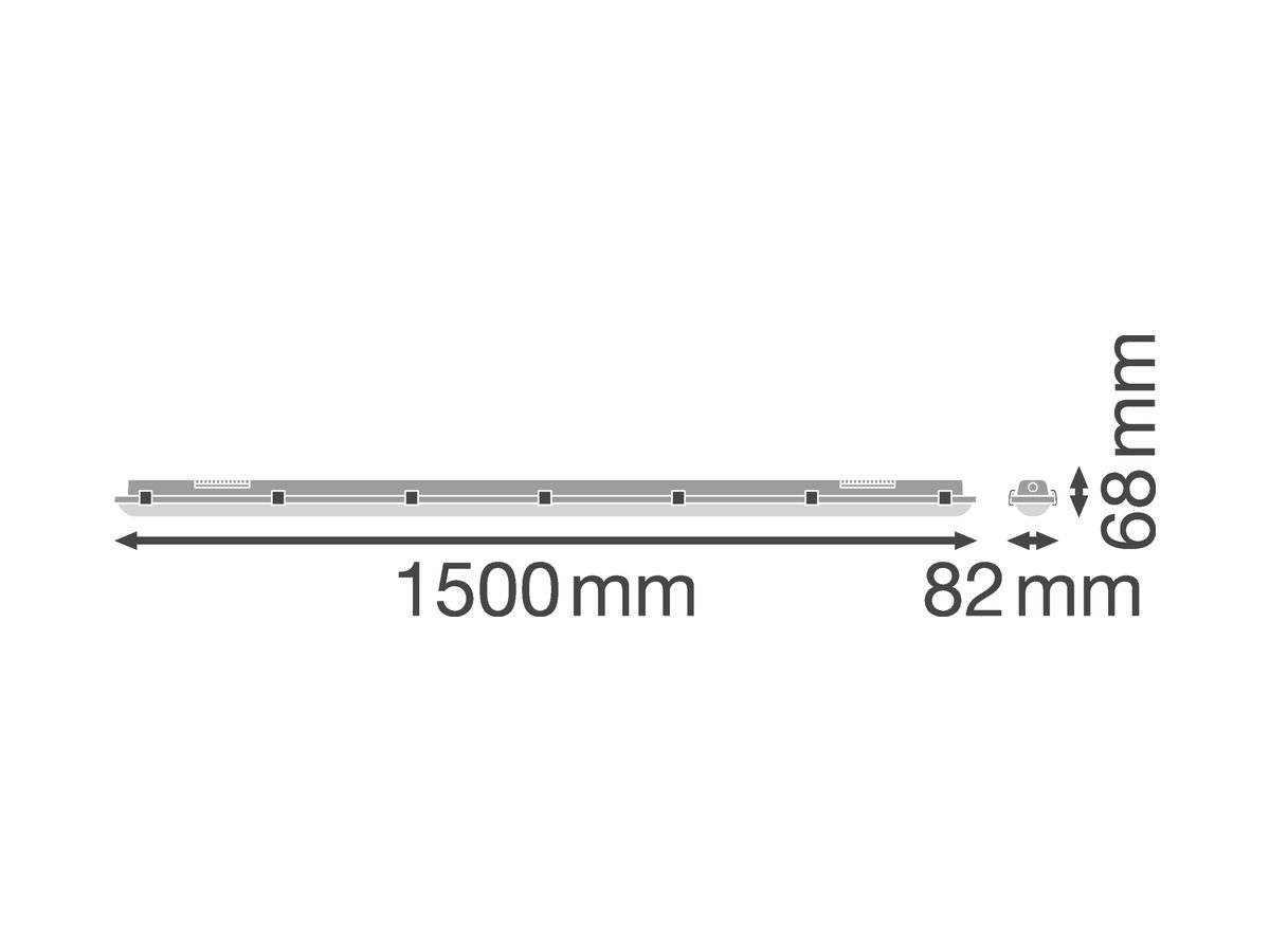 LED-Feuchtraumleuchte LEDVANCE DAMP PROOF 5× TW 1500, 46W 6400lm 4000K IP65 grau
