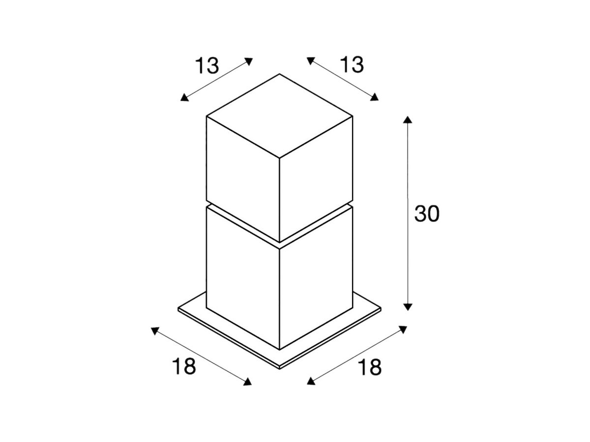 Pollerleuchte SQUARE POLE 30 E27 20W IP44 Edelstahl