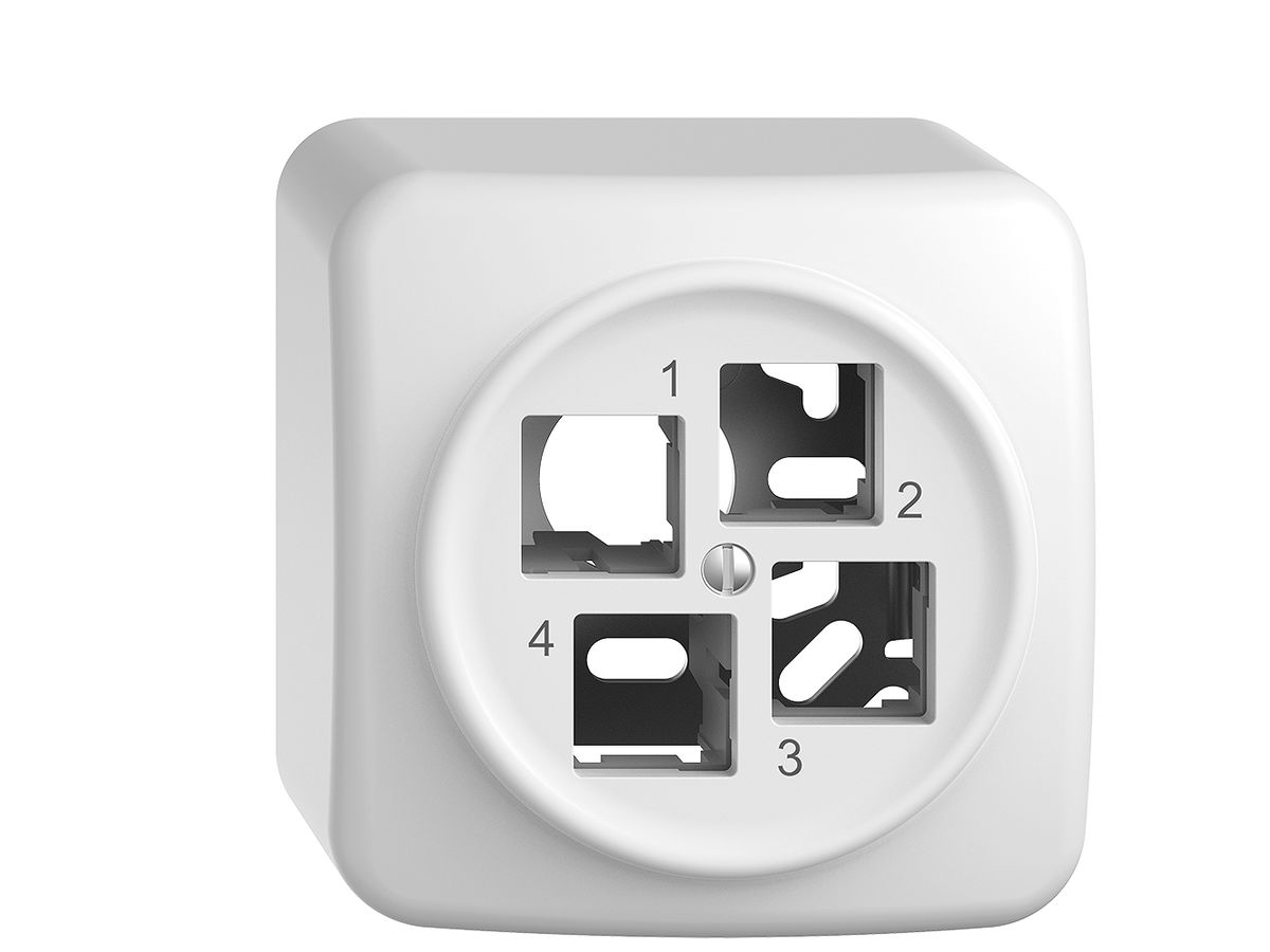 AP-Montageset Sdue EASYNET S-One, für 4×RJ45, Ø60 mm, geradeauslass, weiss