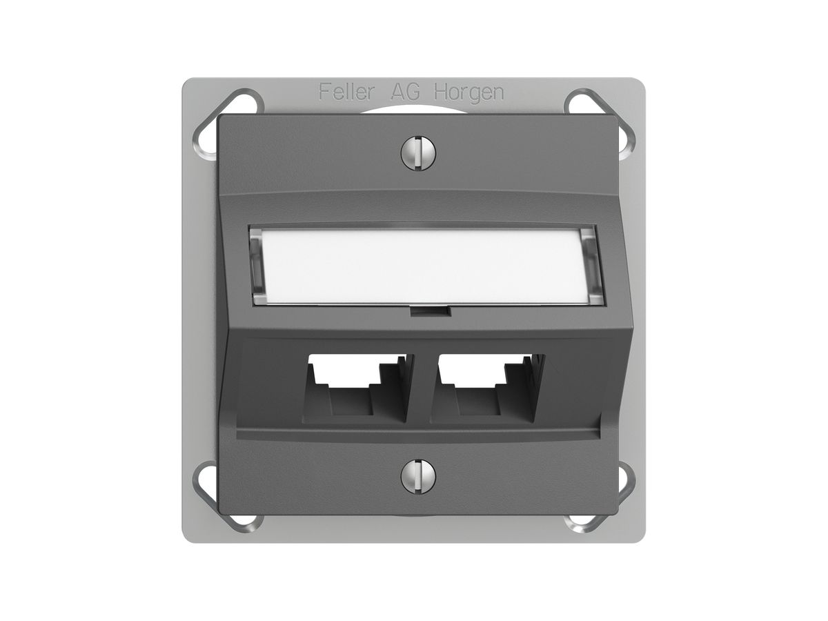 EB-Montageset S-One EDIZIOdue FM.TE für 2×RJ45 schräg, dunkelgrau