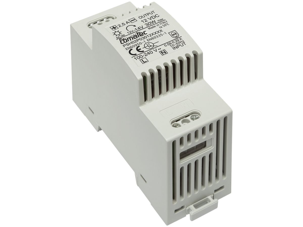 REG-Netzteil Comatec PSH02, IN: 100…240VAC, OUT: 12VDC/30W, stabilisiert, 2TE