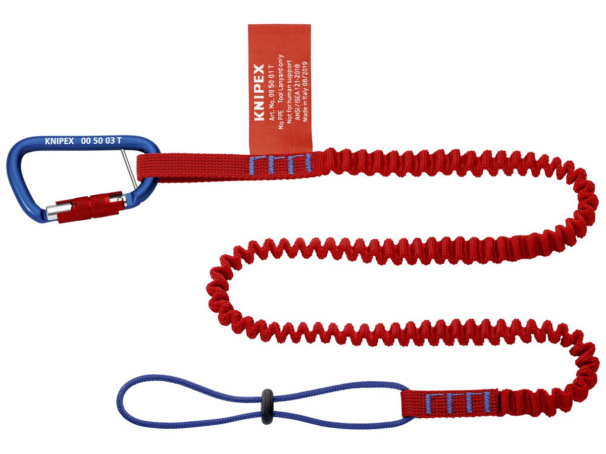 Fangleine KNIPEX 00 50 05 T BK mit Materialkarabiner max.1.5kg