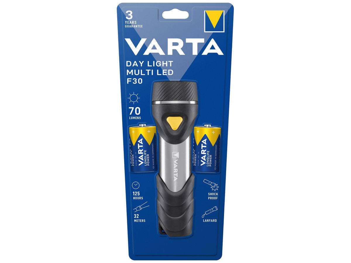 LED-Taschenlampe VARTA Day Light F30 70lm 2×D