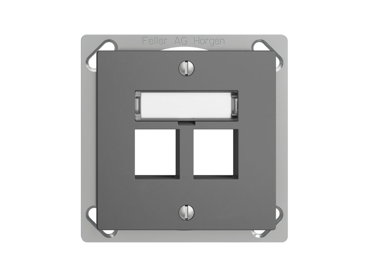 EB-Montageset EDIZIOdue FM.TE, Geradeauslass, für 2×Keystone, dunkelgrau