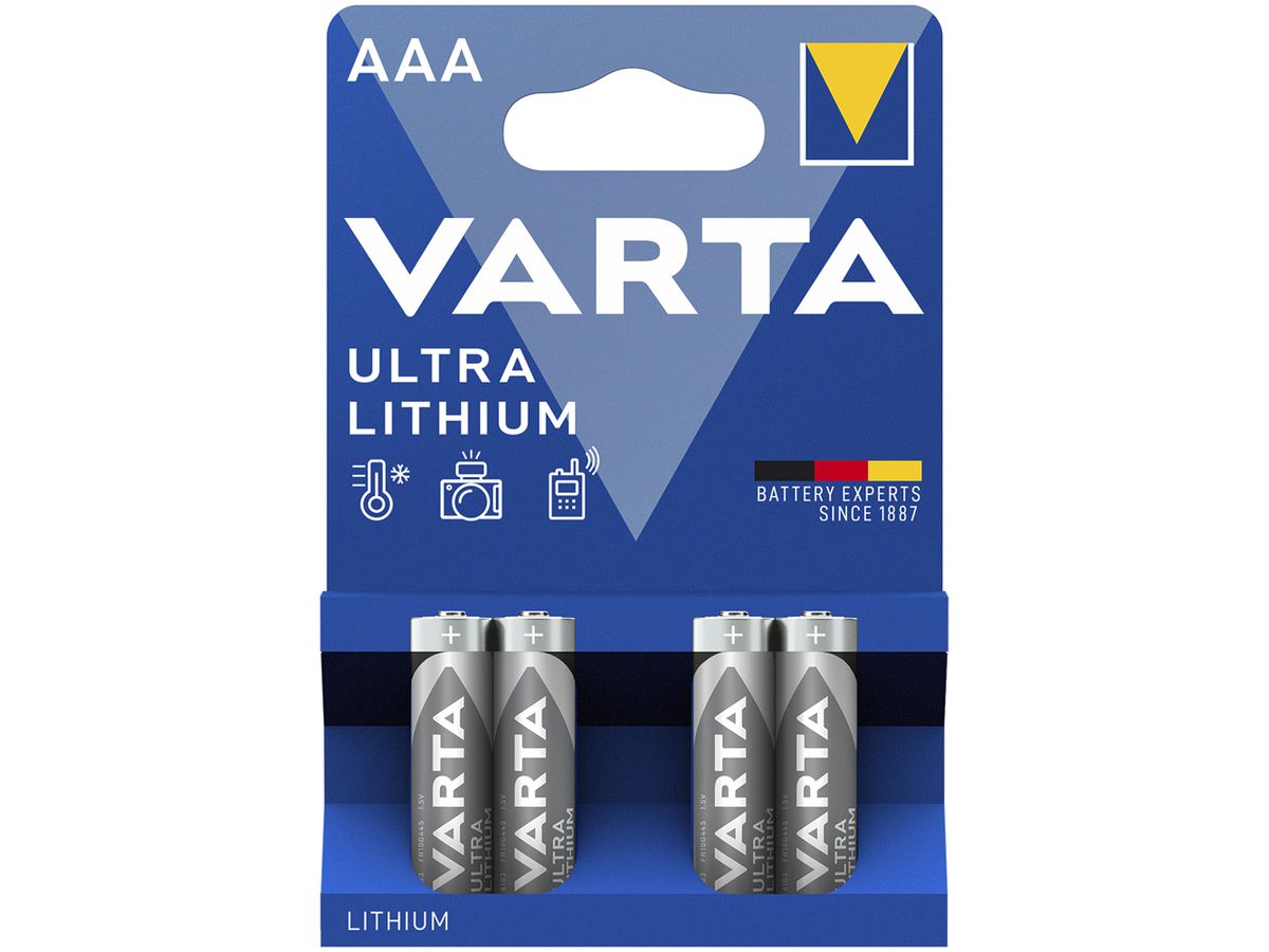 Batterie Lithium VARTA Ultra AAA 1.5V Blister à 4 Stück