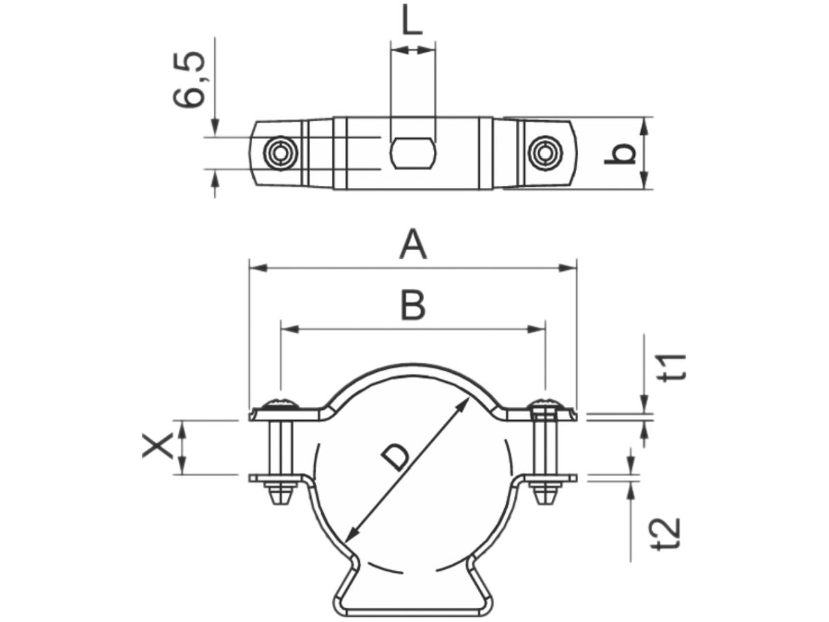 Rohr-/Kabelschelle Bettermann, mit Schraubenloch, Ø14…17mm, verzinkt