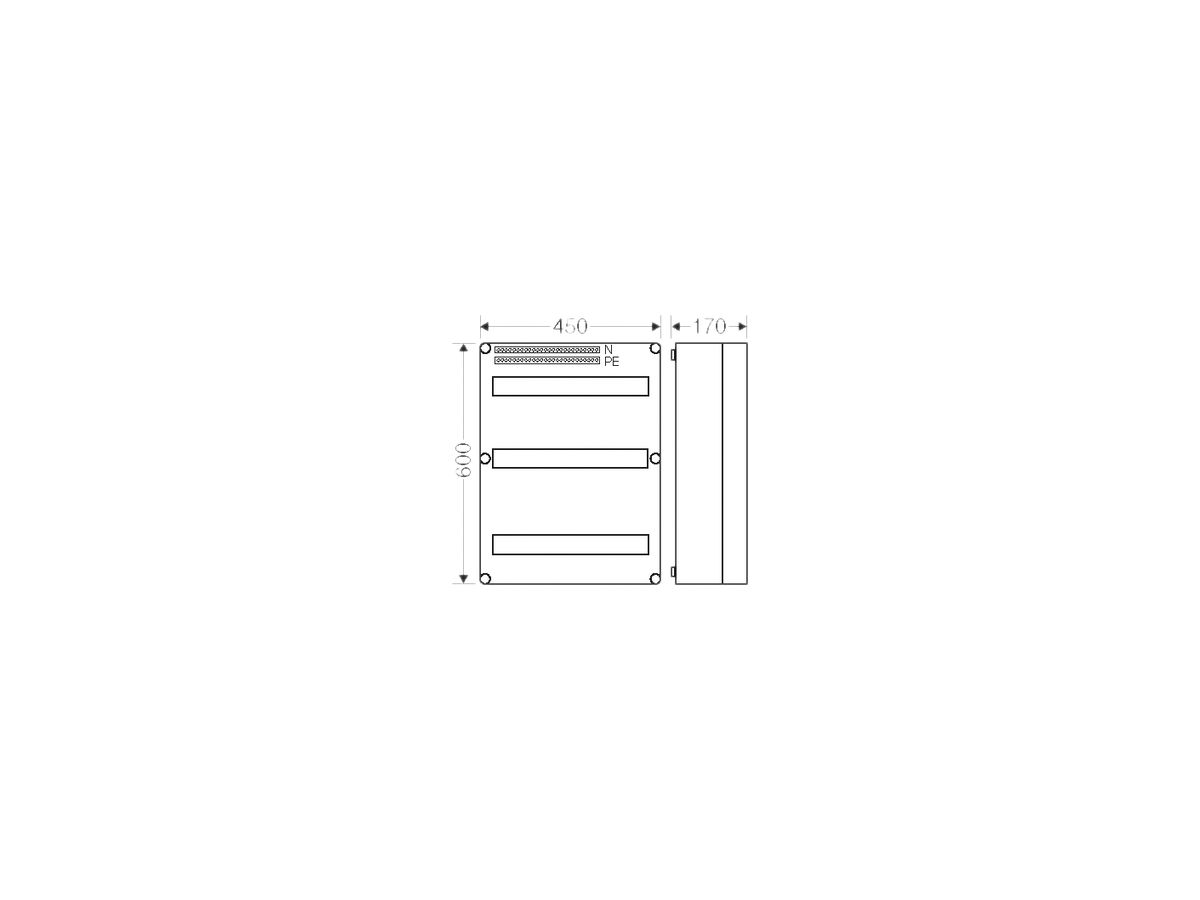 Automatengehäuse Hensel Mi, 54 Teilungseinheiten 3×18×18mm, IP 65