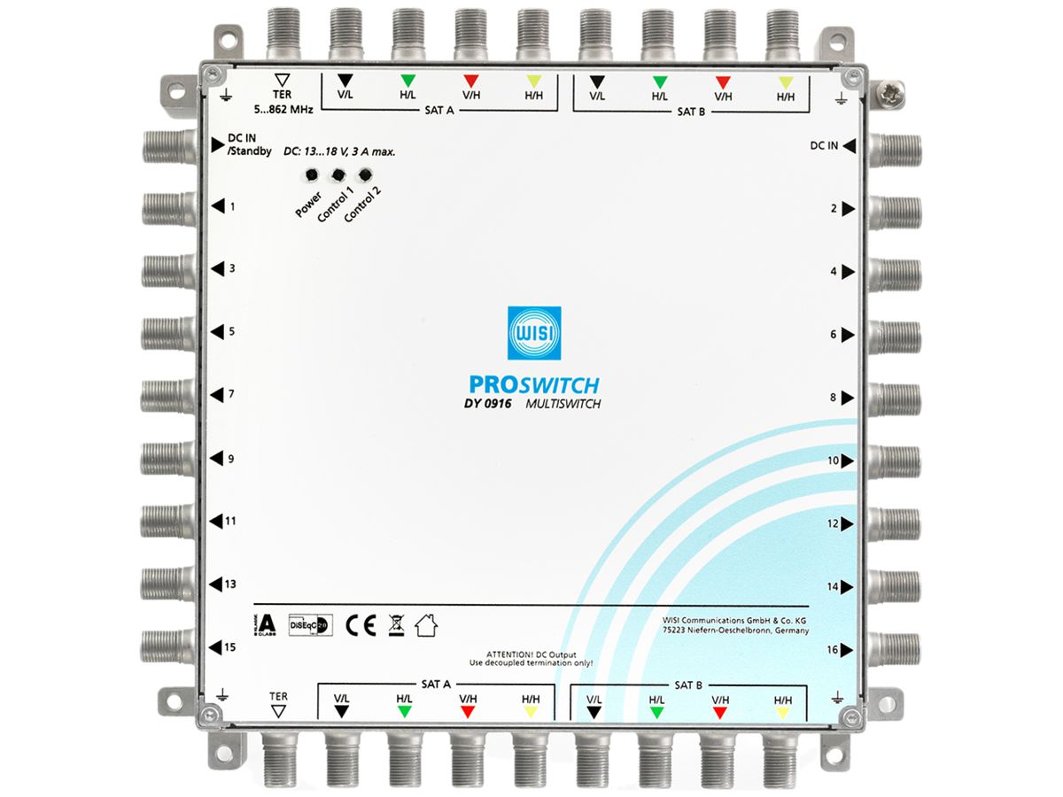 Multischalter DY0916 9 Eingänge, 16 Ausgänge Standalone und Kaskade