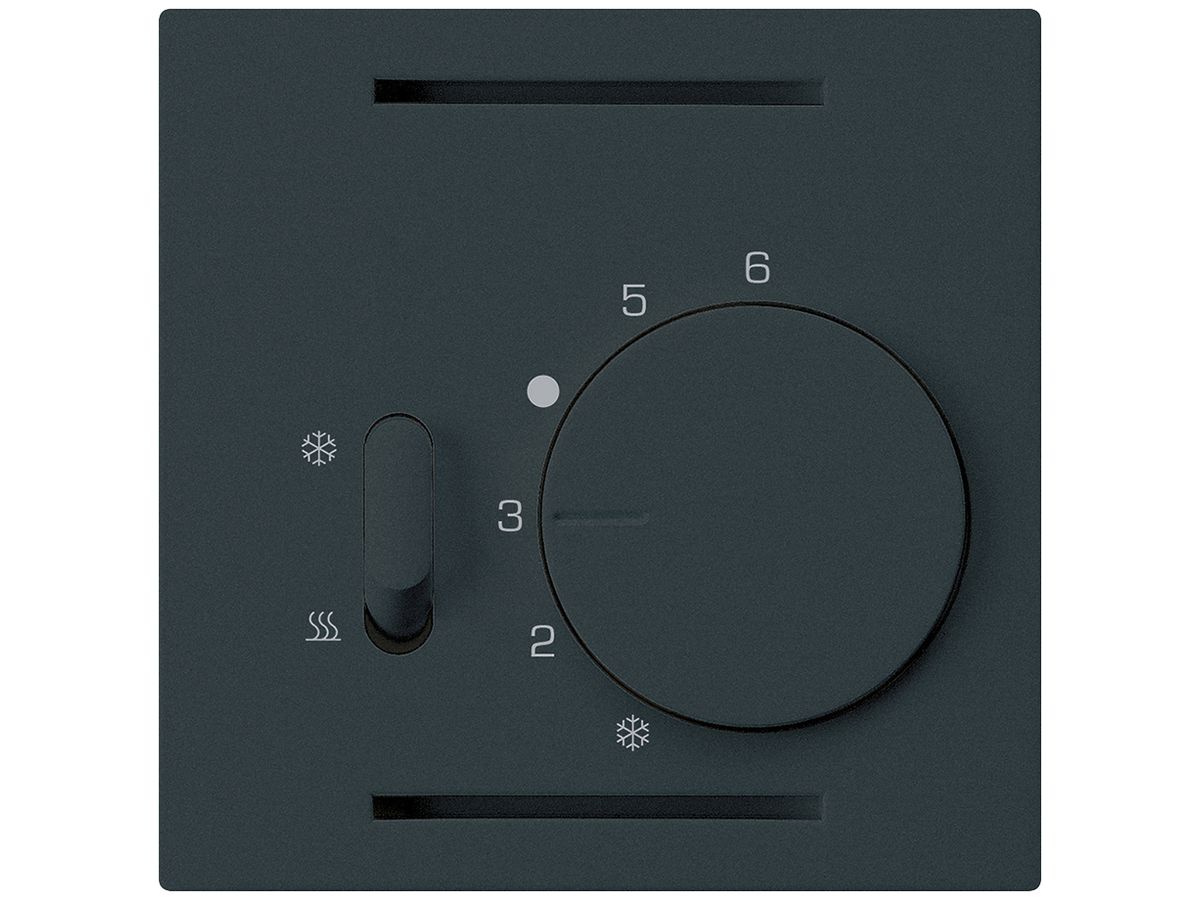 Frontplatte Hager kallysto, für Thermostat mit Schalter Heizen/Kühlen, schwarz