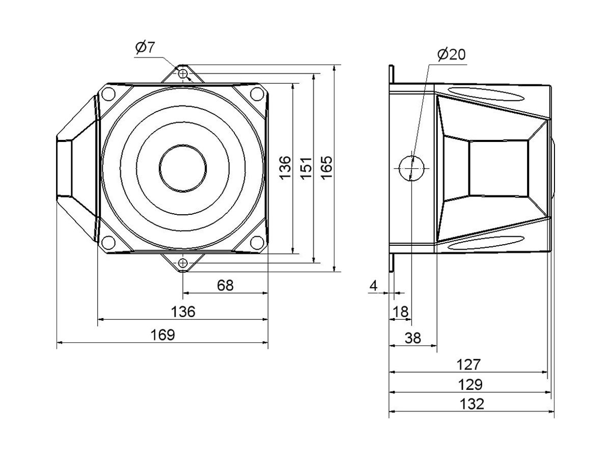 LED-Blitz-Sirene WERMA, 9...60VDC, 110dB, 32 Töne, 2 Töne fernansteuerbar, rot