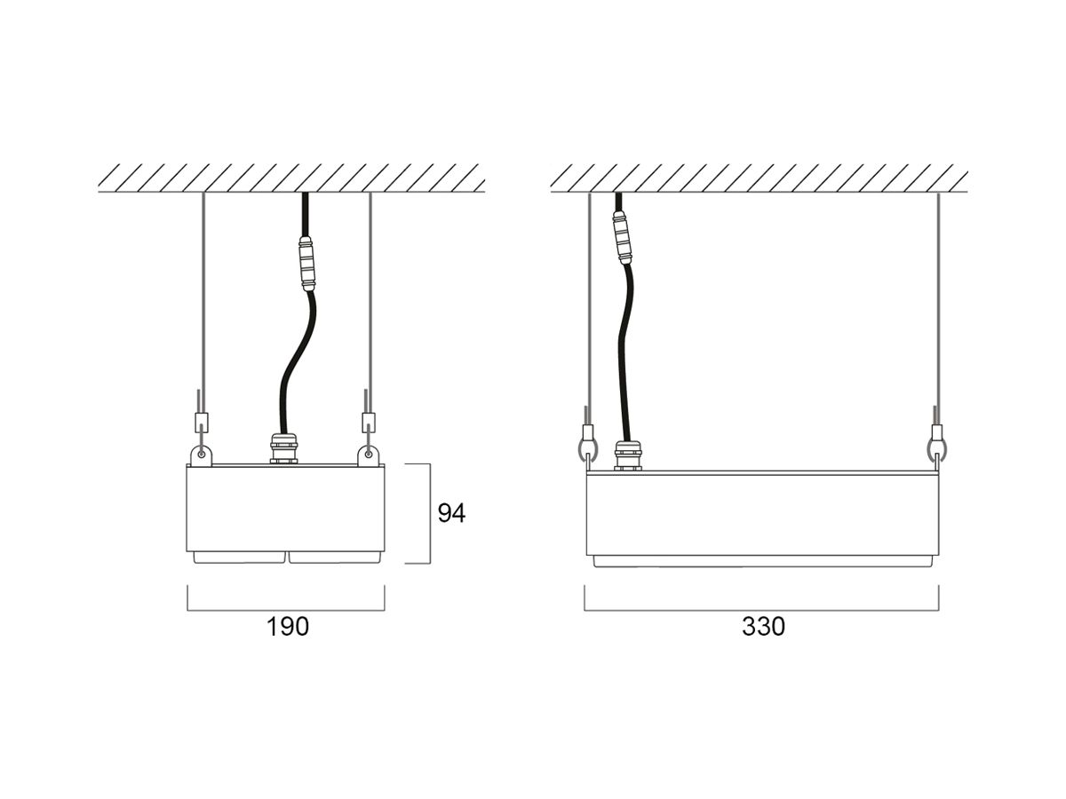 LED-Hallenstrahler Sylvania KubiXx AISLE 54W 9400lm 840 IP65 DALI 330×190