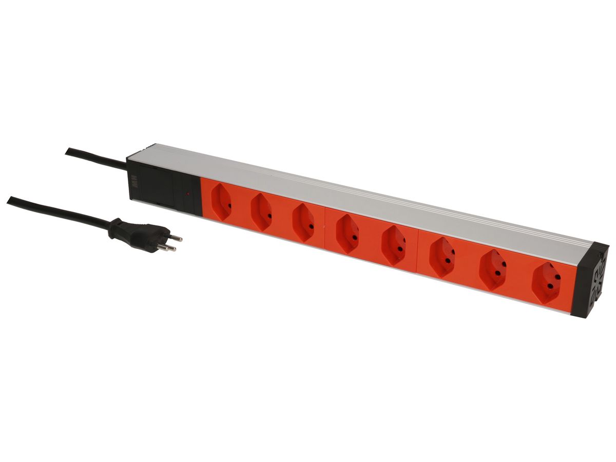 Mehrfachsteckdose PDU 19" MH maxCONNECT 8×T13 1HE Td 3×1.5mm² 3m alu-orange