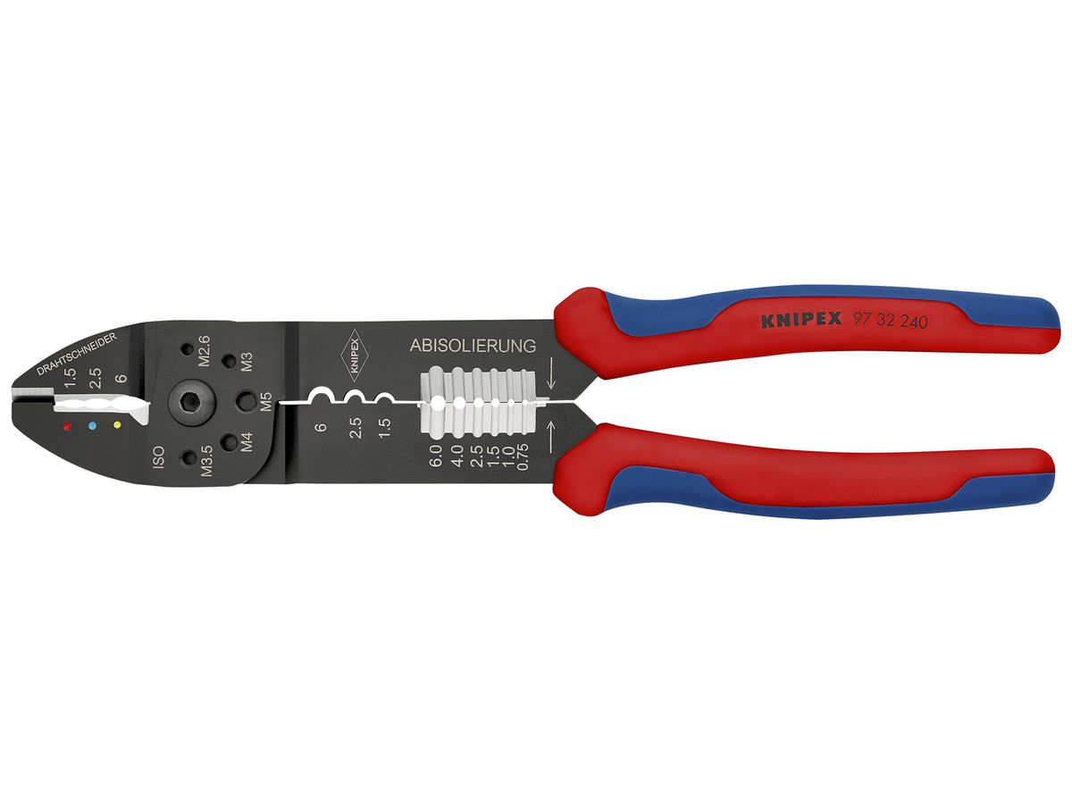 Crimpzange KNIPEX, aus Spezialstahl, mit 3 Crimp-Nester, M2.6, M3, M3.5, M4 & M5