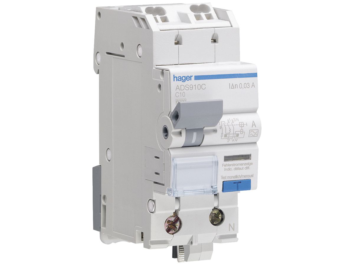 FI/LS-Schalter Hager RCBO quickconnect 2 230V Charakteristik C 6A 0.03A 2TE