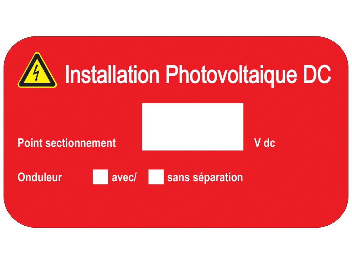 Etikette Plica EET UV HA FR: Installation Photovoltaique DC