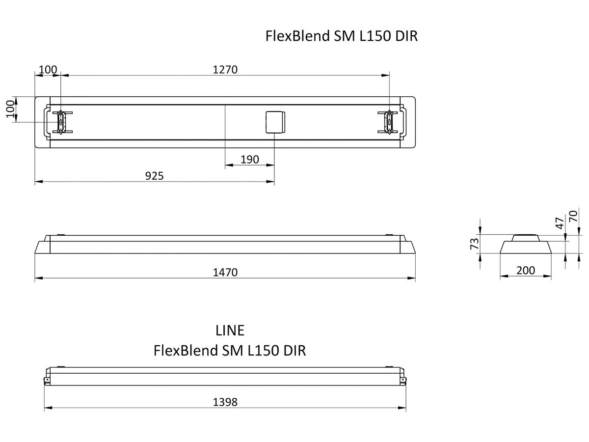 LED-Leuchte FlexBlend SM340C L150 3500lm grau