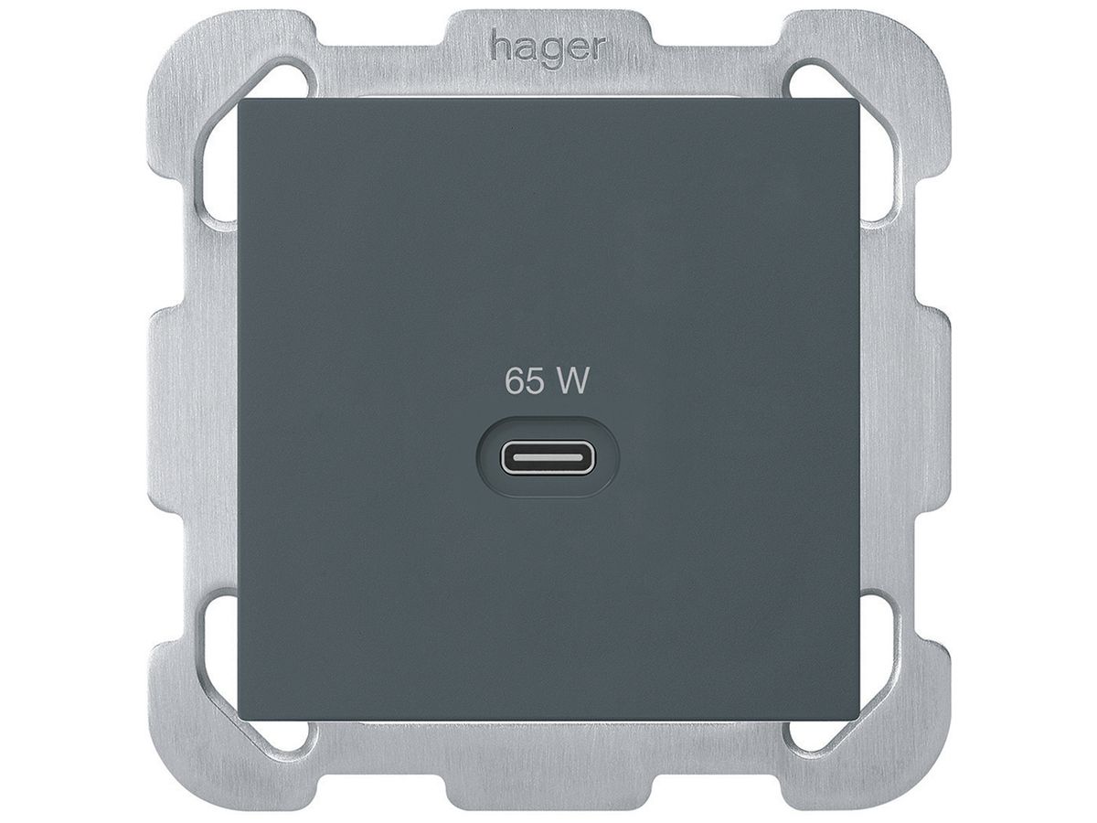 UP-USB-Ladesteckdose Hager kallysto Typ C 65W 3250mA anthrazit