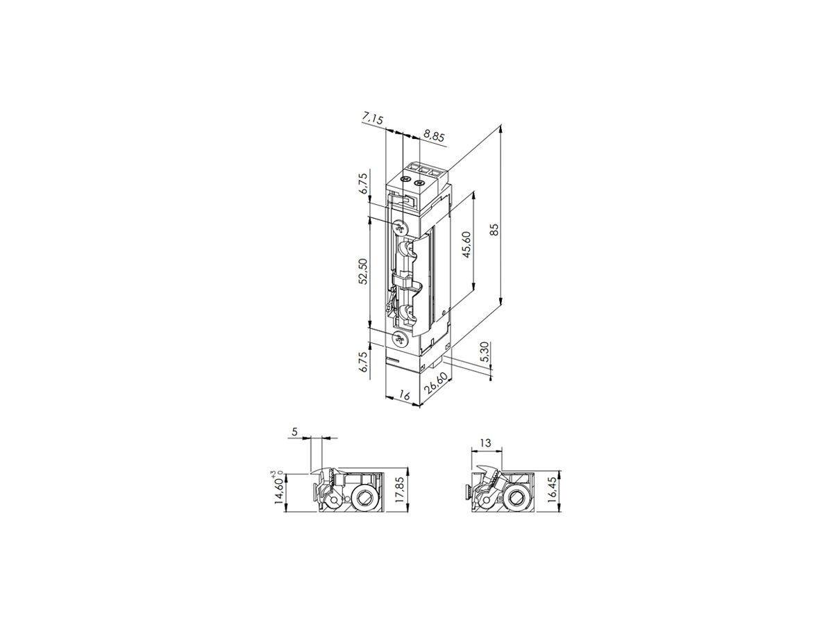 Vorlasttüröffner BSW B5010--K, 10…24VDC, stromlos geschlossen, Radiusfalle