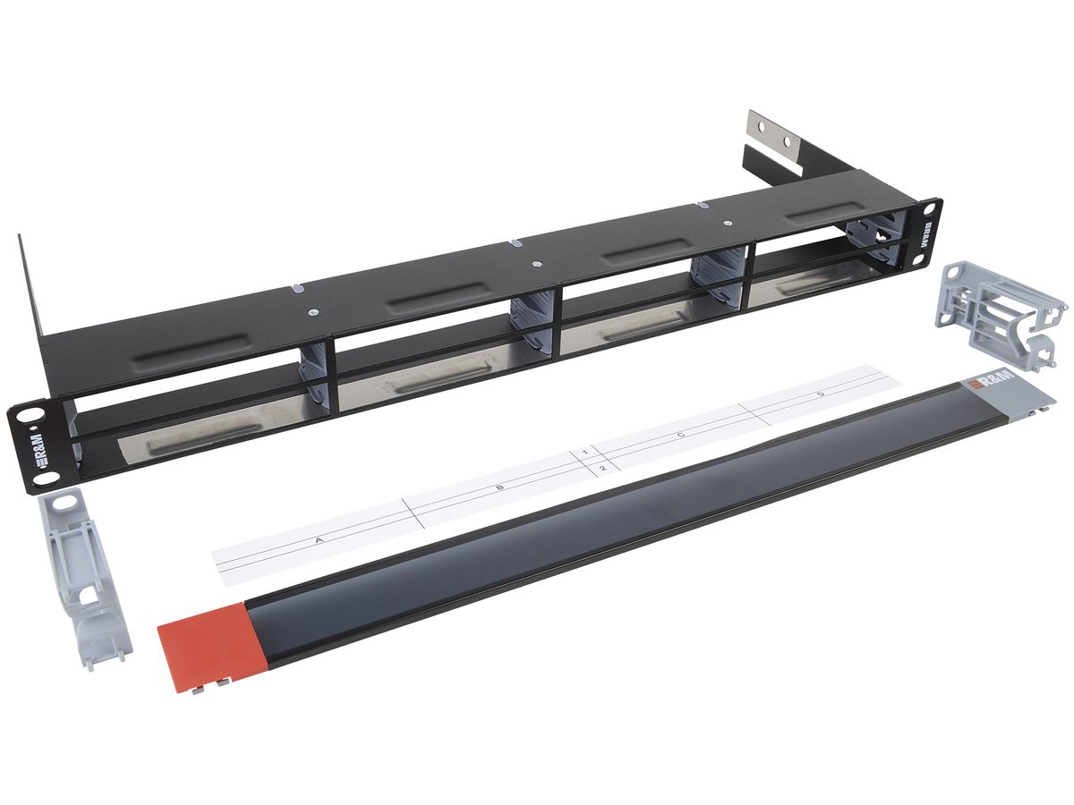 Rangierfeld-Leergehäuse Netscale 48, mit Fronttür-Kit 100mm, 1HE, schwarz