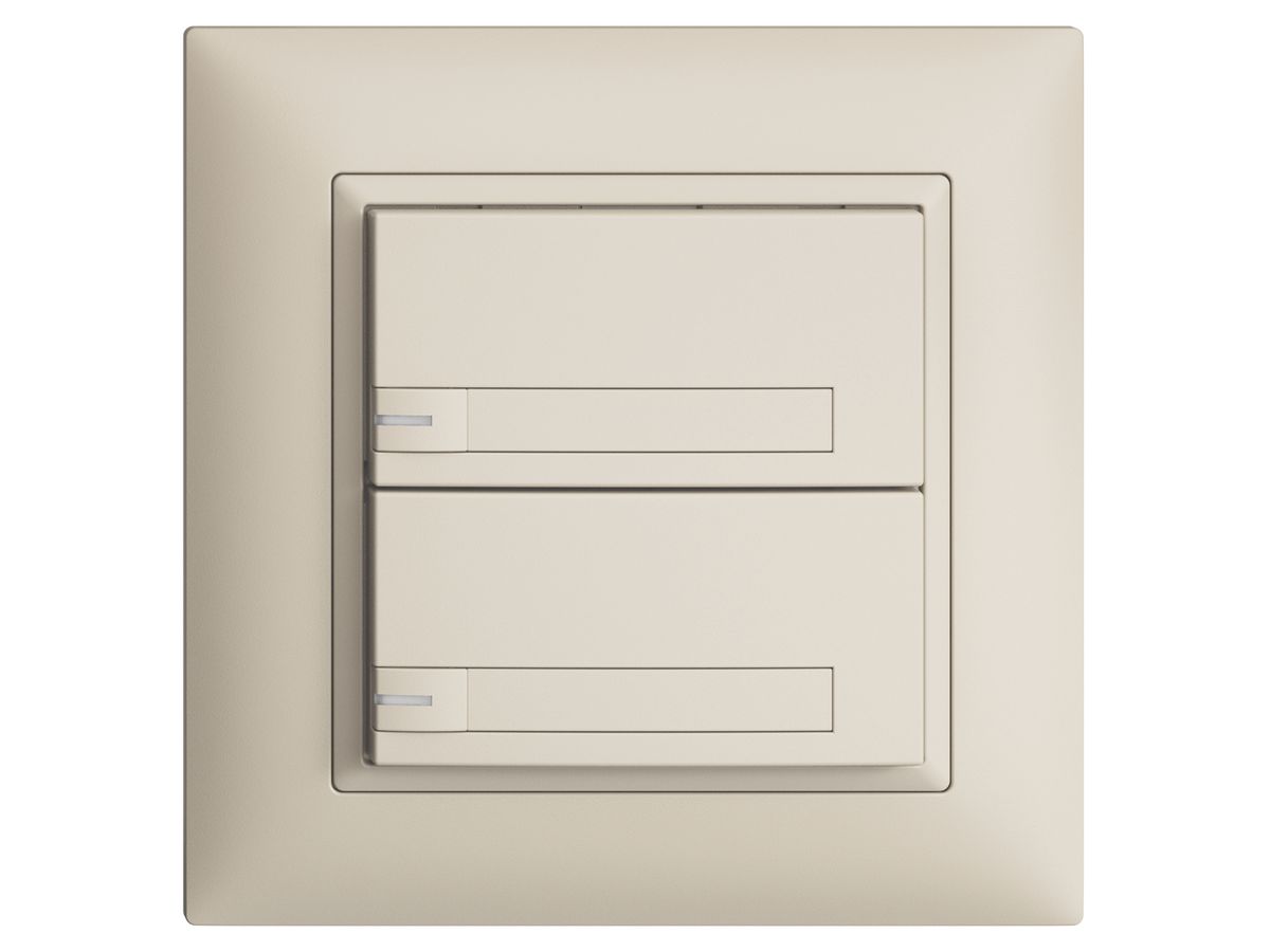 UP-KNX-Taster RGB EDUE FMI, 250mW, m.RGB-LED, m.Papier., 2×Taste, 1×Tastenb., cr