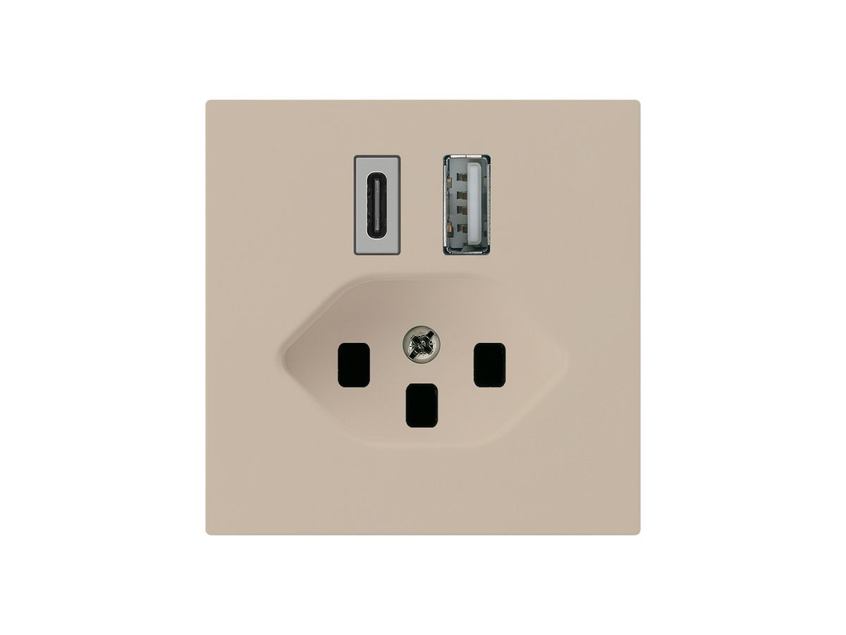 USB-Ladesteckdose kallysto 18W PD 1×Typ A 1×Typ C T23 beige