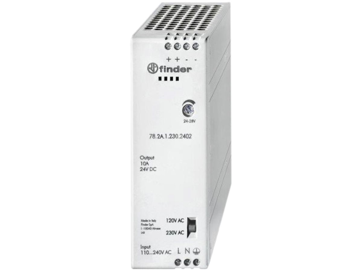 EB-Schaltnetzteil Finder 78.2A, IN: 120…250VAC, OUT: 24…28VDC/10A