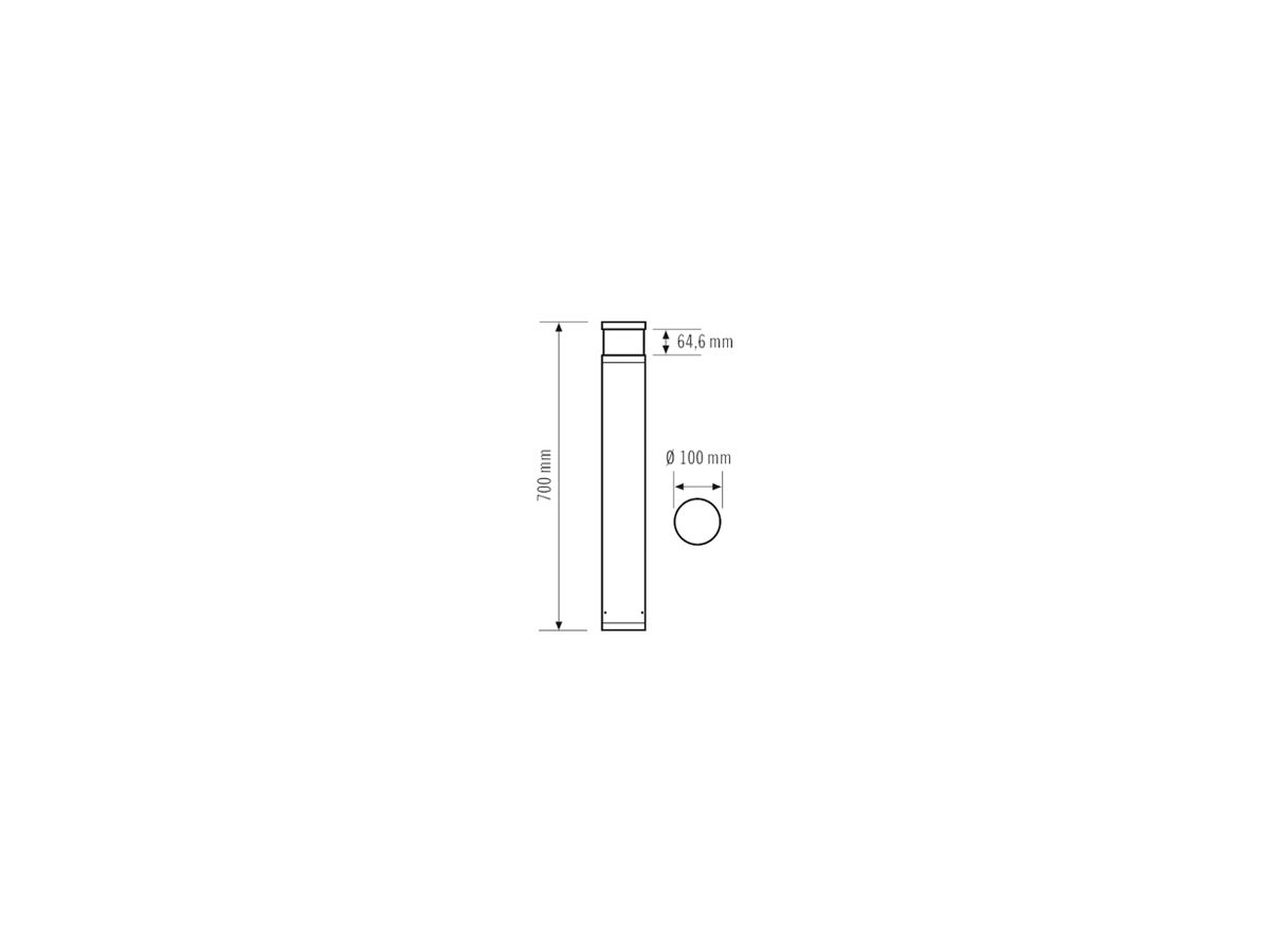 LED-Pollerleuchte ESYLUX ALVA BL DALI, 7W 4000K Ø100×700mm IP65 an, klar