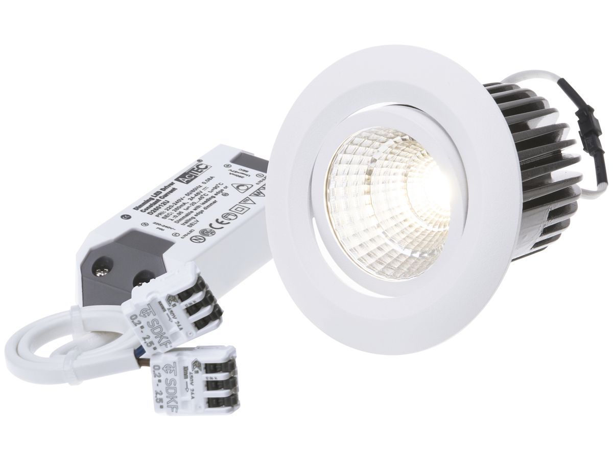 EB-LED-Spot maxLUCE MOVE 10.5W 230V DIM 830lm 927 Loch-Ø68mm 38° IP44 weiss