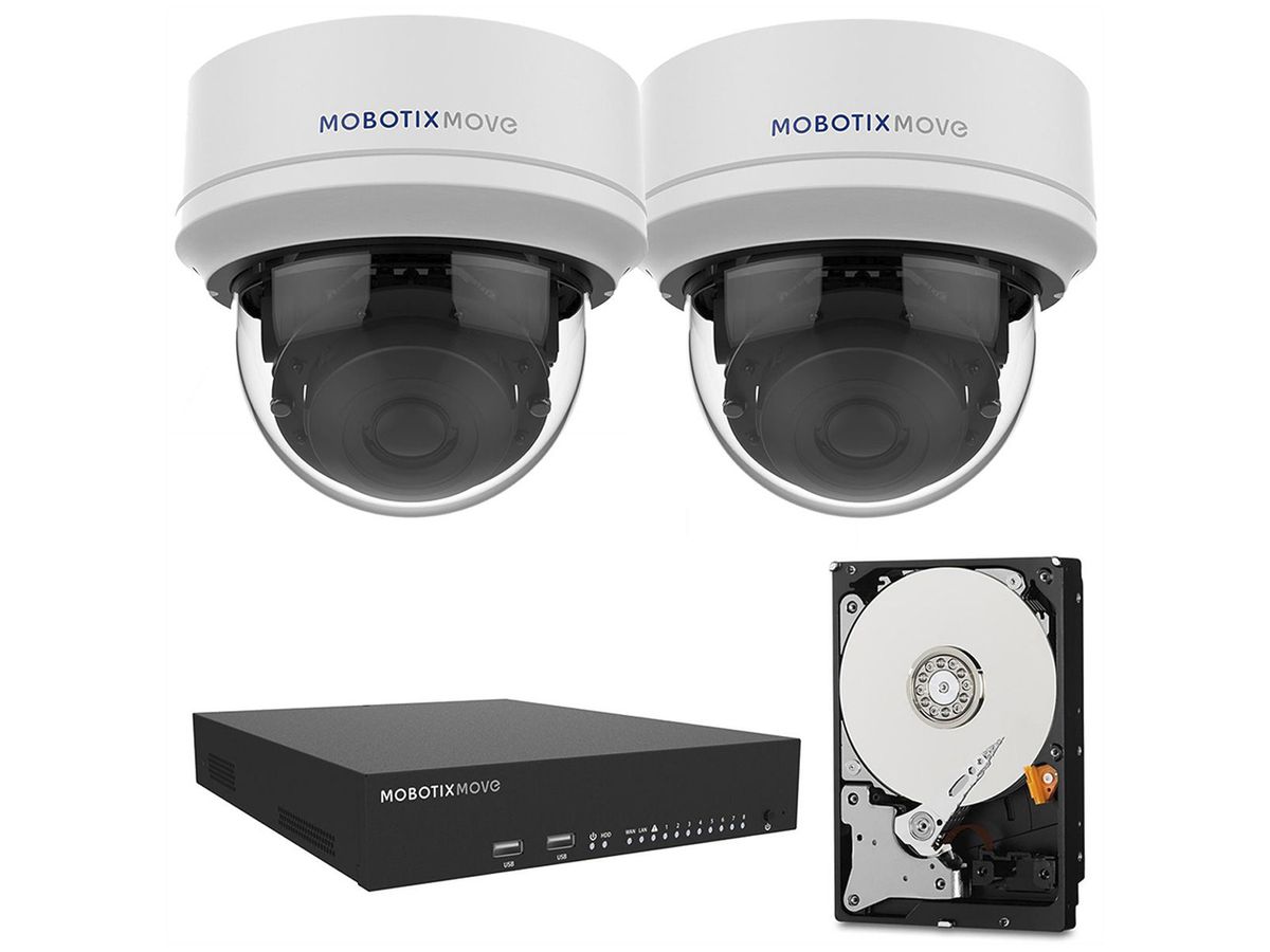 Videoüberwachungssystem MOBOTIX Mx-NVR-Set2: 2×VD2A-5-IR-VA 1×NVR-8 1×HDD