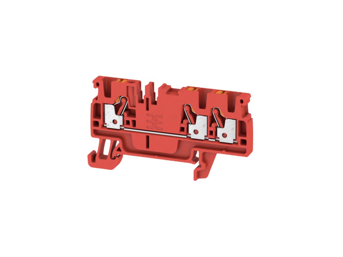 Durchgangs-Reihenklemme Weidmüller A3C PUSH IN 2.5mm² 3 Anschlüsse TS35 rot