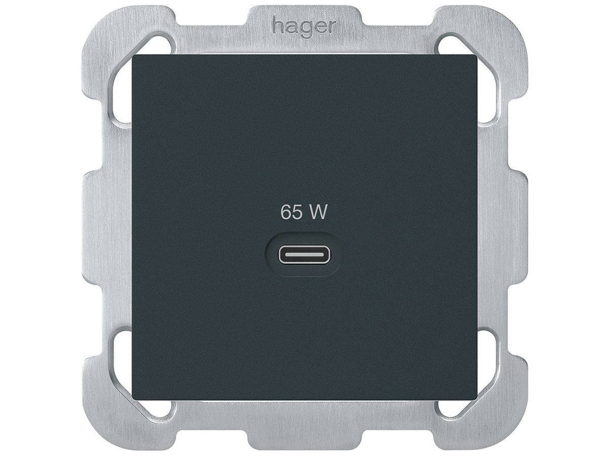 UP-USB-Ladesteckdose Hager kallysto Typ C 65W 3250mA schwarz
