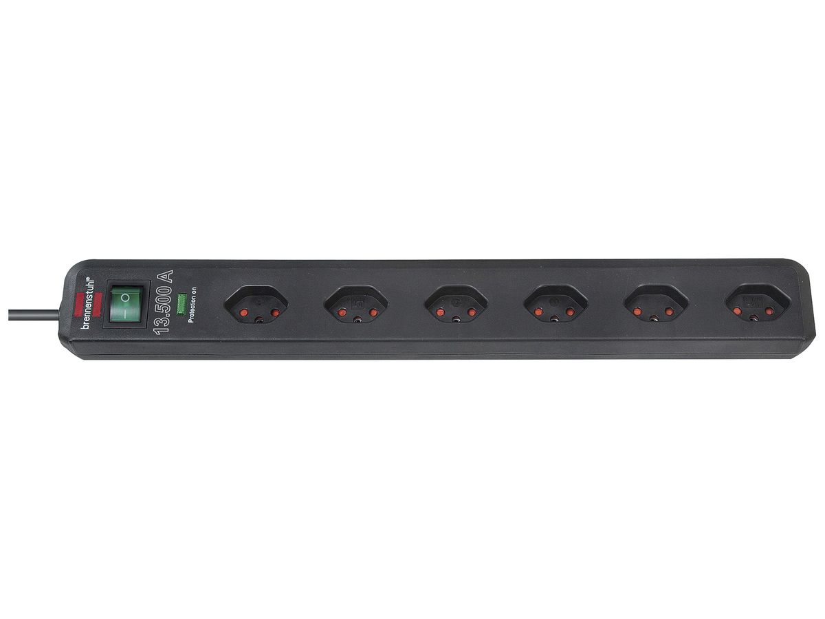 Steckdosenleiste Eco-Line Schalter max.13500A 6×T13 90° 1.5m H05VV-F 3×1mm² sz
