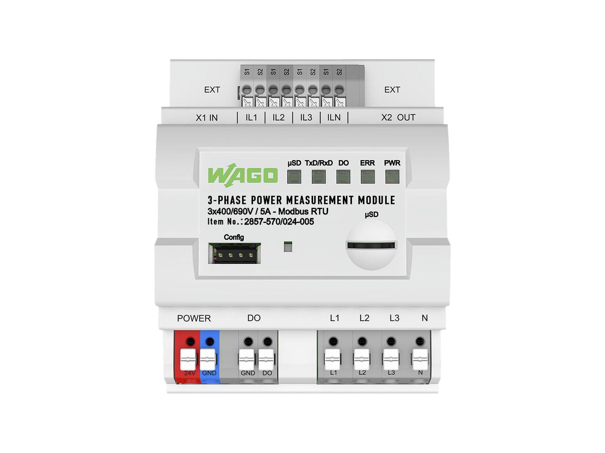 Leistungsmessumformer WAGO 3L 3×400/690V 5A Modus RTU