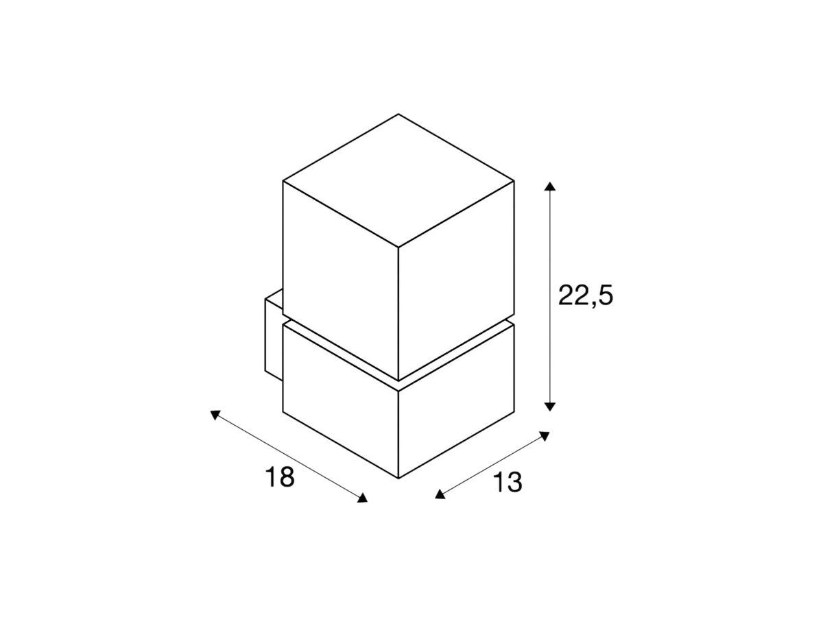 Wandleuchte SQUARE WALL E27 20W IP44 alu gebürstet