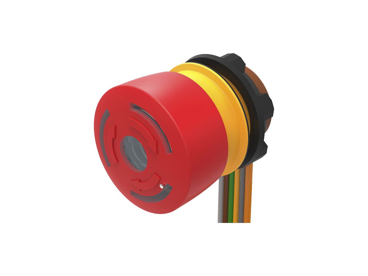 Leuchtpilzdrucktaster EAO 84 1NO 1NC Kabel 300mm 5…30V Ø22.3mm rot/grün