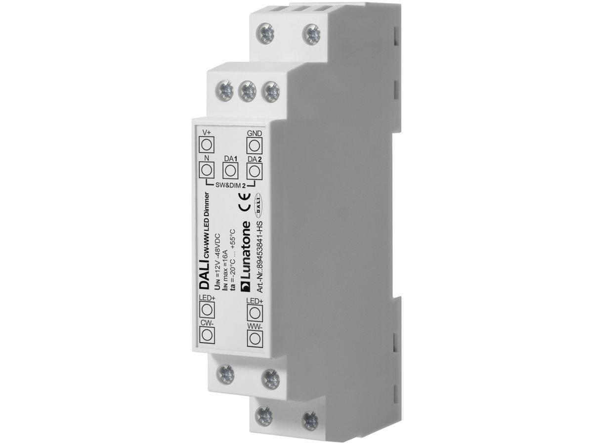 REG-LED-Konverter Ervotech DALI DT8 CW-WW 16A, 12…48V, 1TE
