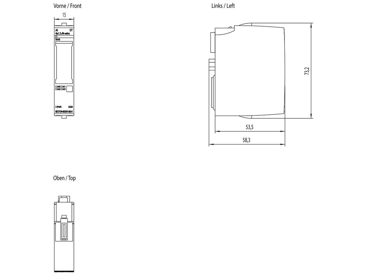 SPS-Eingabemodul Siemens SIMATIC ET200SP AI 4×I ST A0/A1 CC03