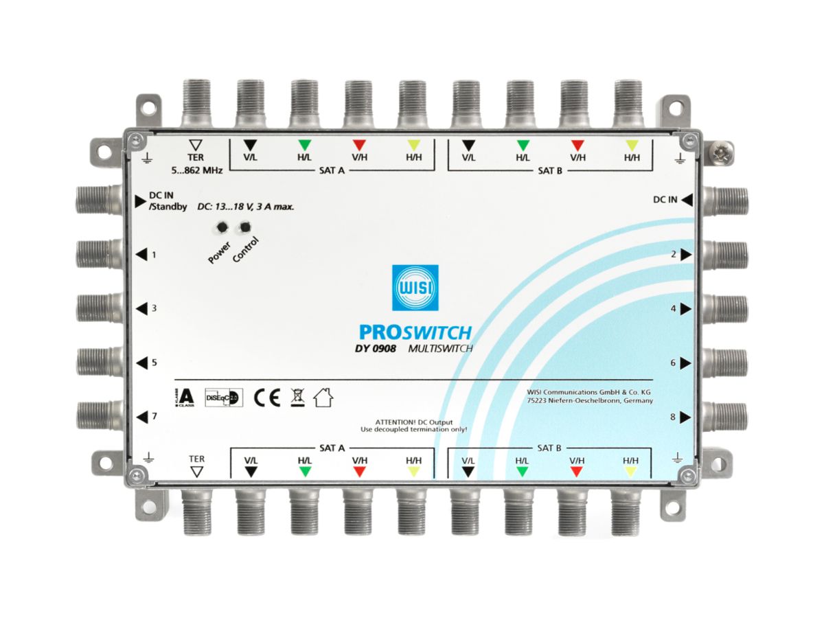 Multischalter DY0908 17 Eingänge, 8 Ausgänge Standalone und Kaskade
