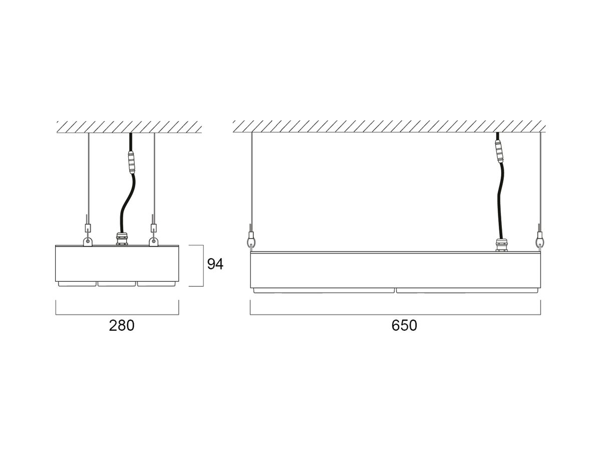 LED-Hallenstrahler Sylvania KubiXx AISLE 188W 32500lm 840 IP65 DALI 650×280