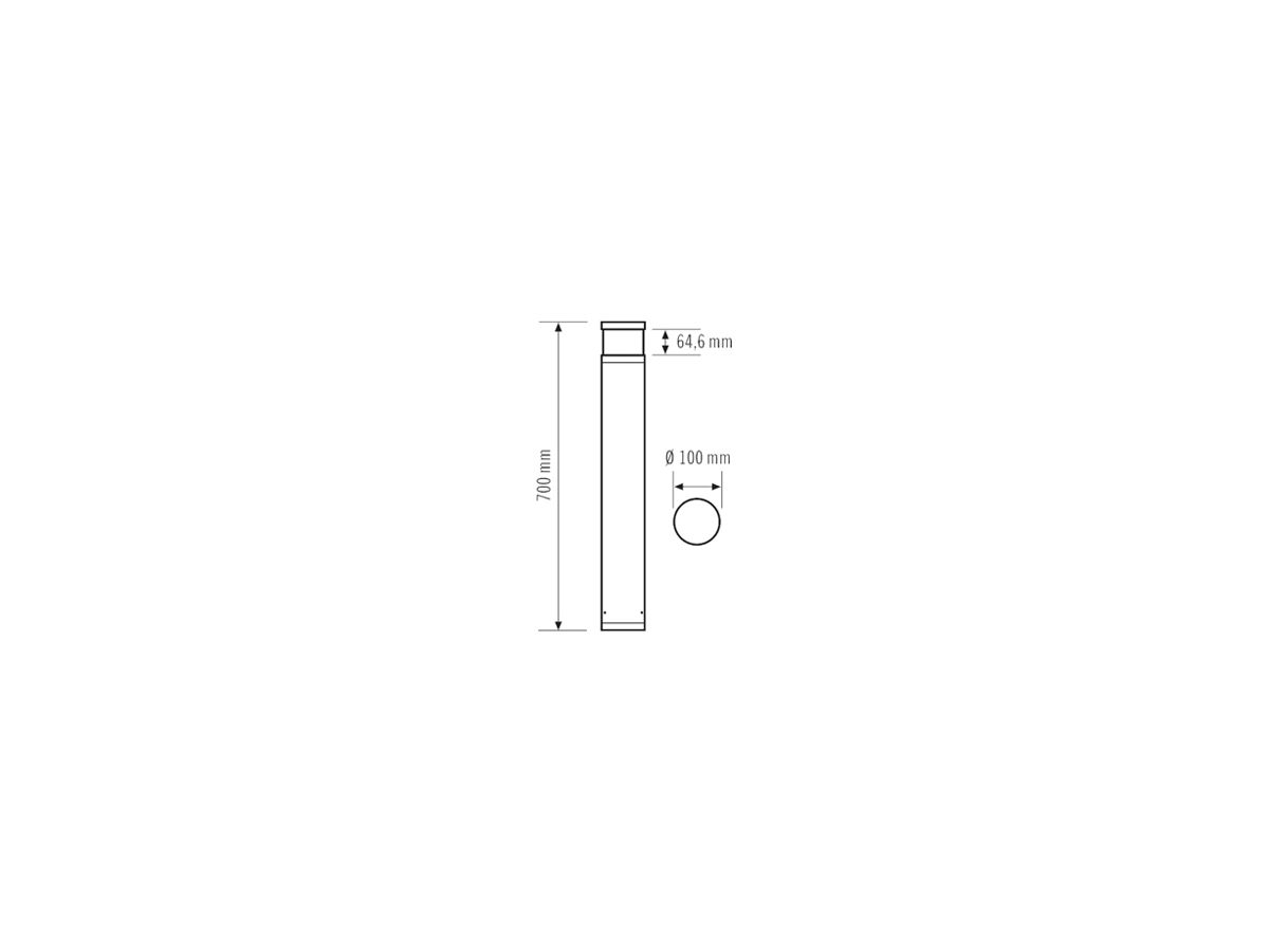 LED-Pollerleuchte ESYLUX ALVA BL DALI, 7W 4000K Ø100×700mm IP65 an, opal