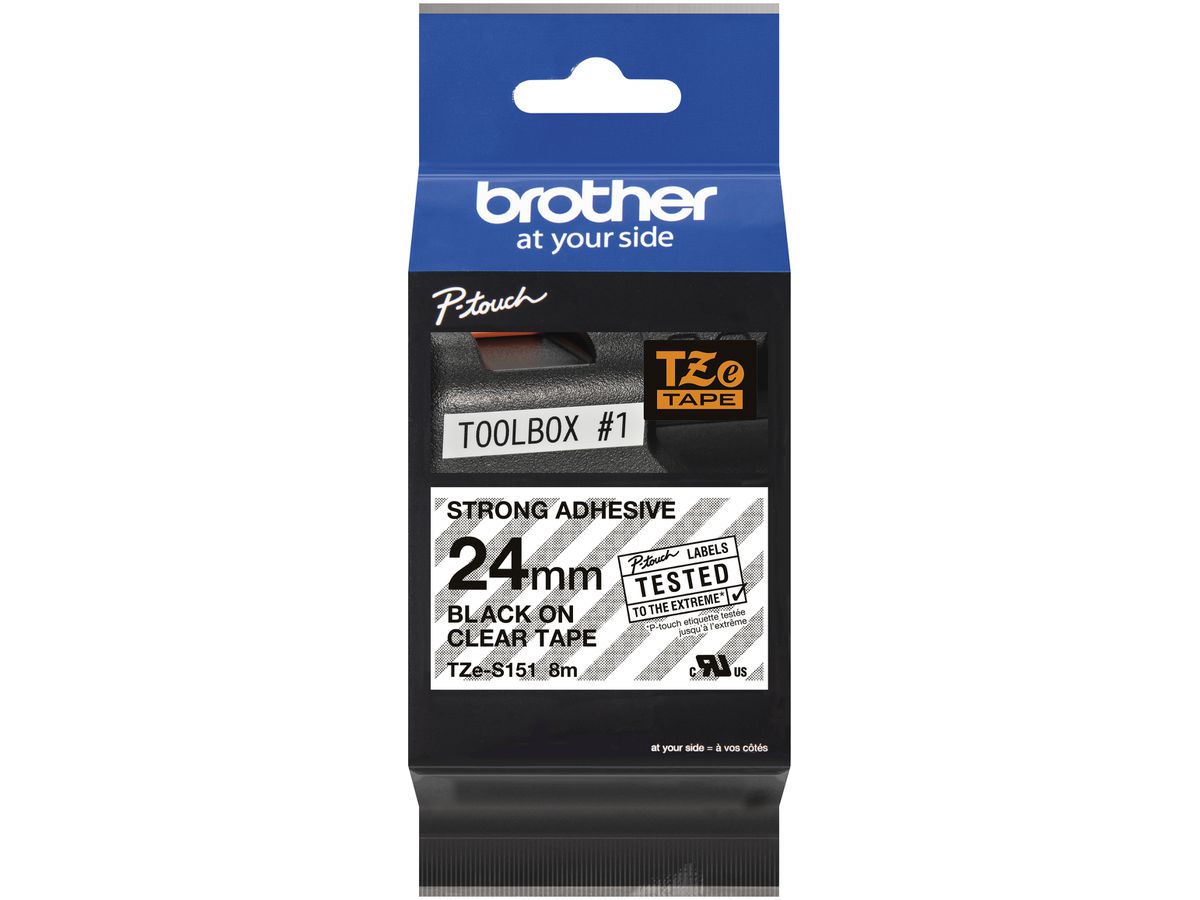 Schriftbandkassette Brother TZe-S151 24mm×8m transparent-schwarz