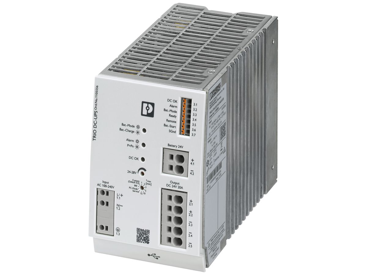 USV-Anlage PX TRIO-UPS-2G/1AC/24DC/20 Modbus IN 1L OUT 24VDC/20A